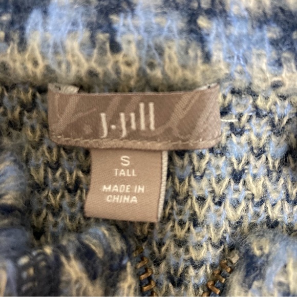 J.Jill Wool Angora Blend Blue Fair Isle Full Zip Sweater Women’s Size S Tall - Picture 8 of 10